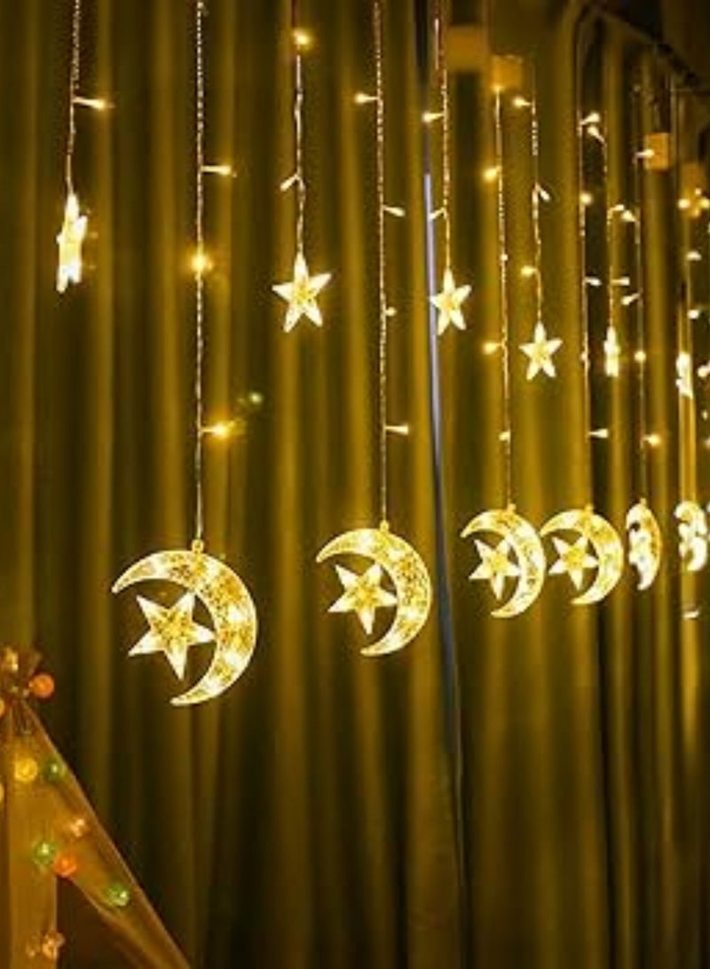LED Strip Star Moon Ramadan Lights - 2.5M LED Strips Eid Decorations String Lights for Home & Window | 8 Lighting Modes Fairy Lights for Ramadan Kareem, Eid Mubarak, & Bedroom Decor - Warm White - Image 3